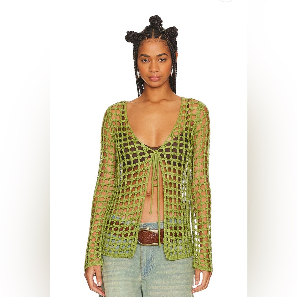 Tie Cardigan in Sage - REVOLVE